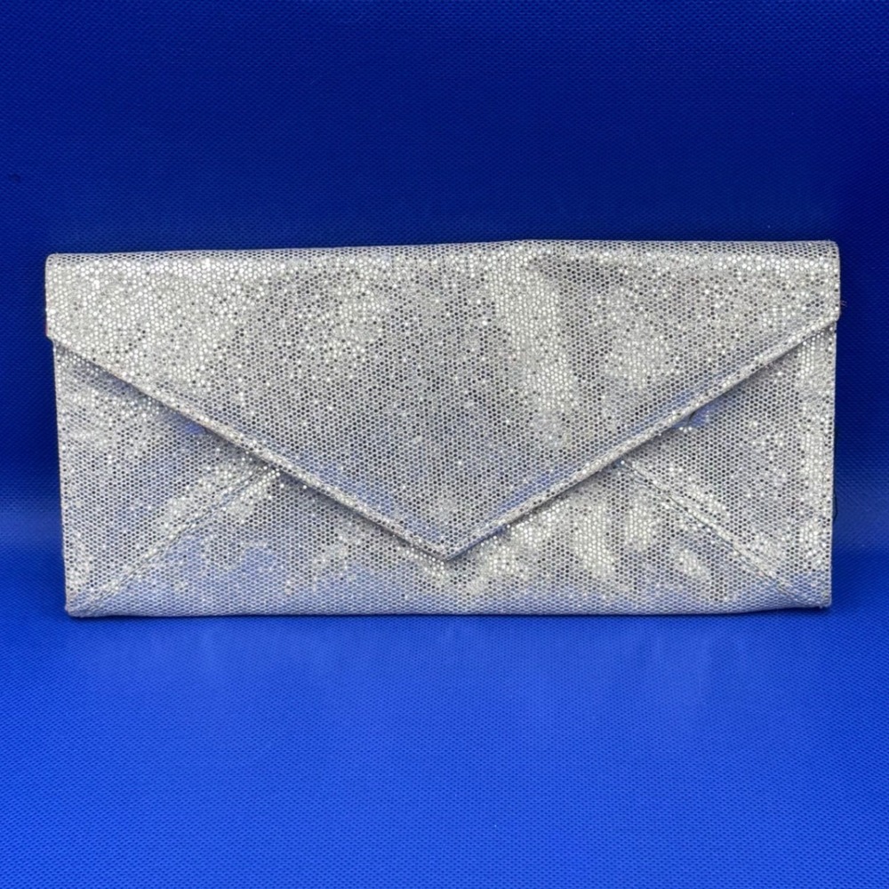 Victoria's Secret Silver Sparkly Envelope Clutch Bag Pink Lining Y2K Glam Prom